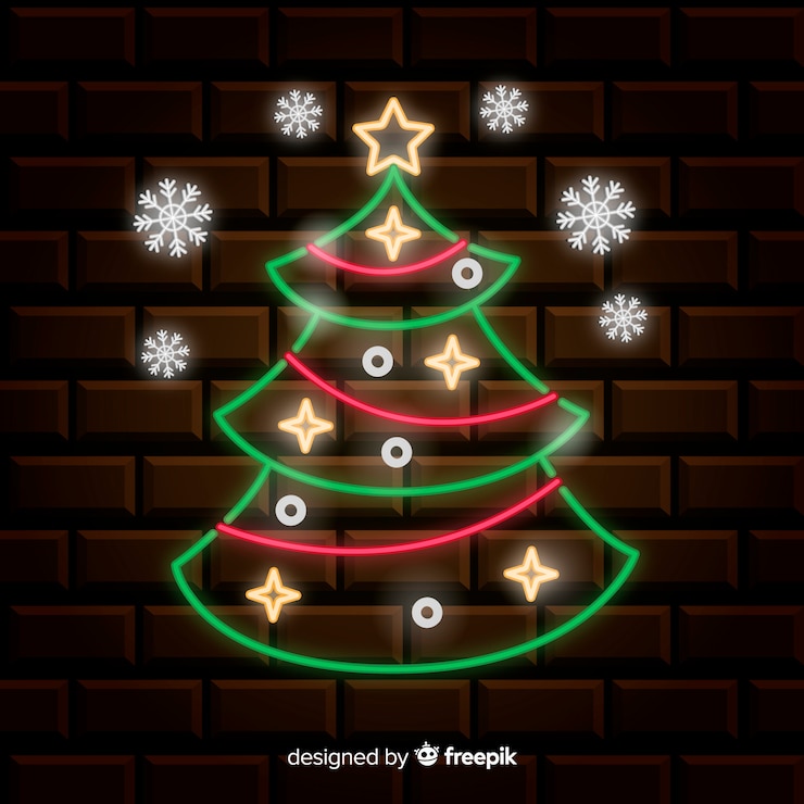 Vector gratuito fondo de árbol de navidad de neón