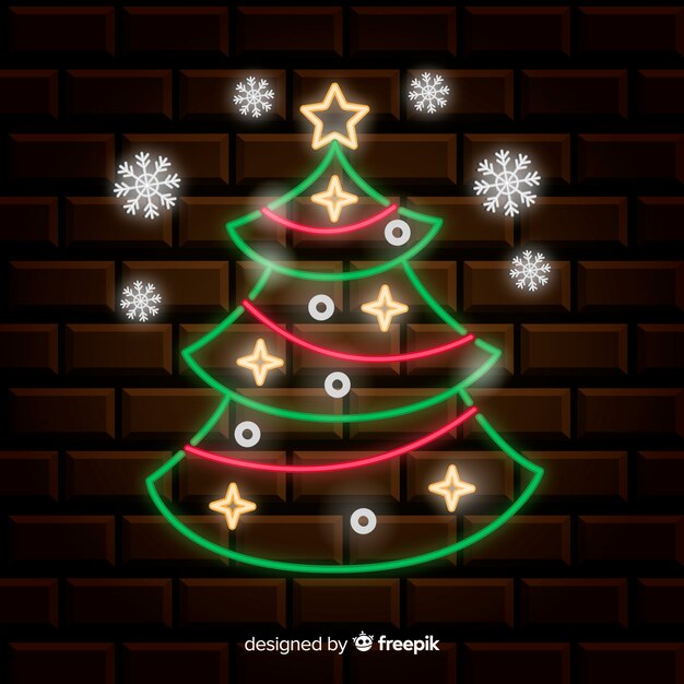 Fondo de árbol de navidad de neón