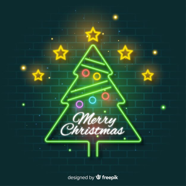 Fondo árbol de navidad neón