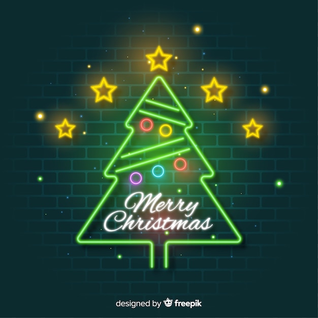 Fondo árbol de navidad neón