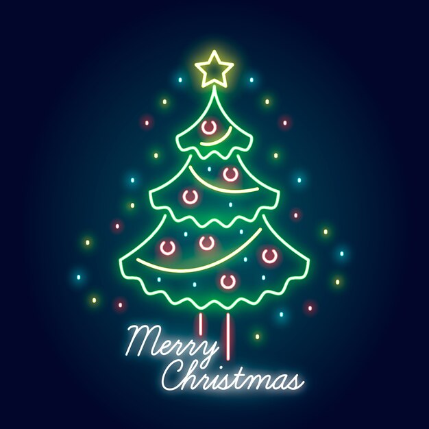 Fondo de árbol de navidad de neón