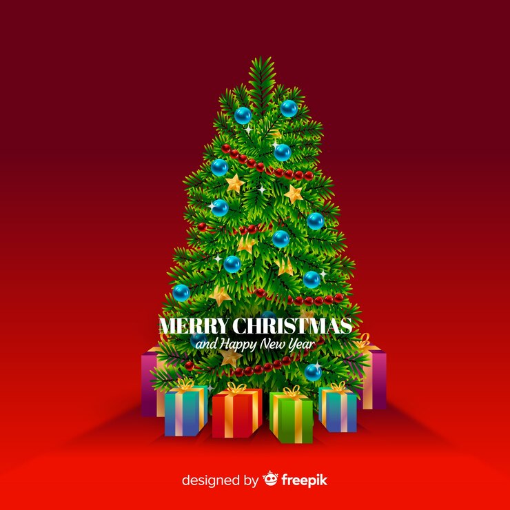 Vector gratuito fondo de árbol de navidad realista