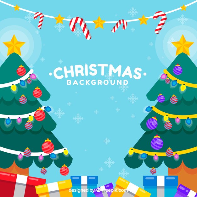 Fondo de árbol de navidad con regalos