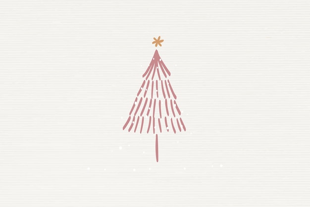 Fondo de árbol de Navidad, vector de doodle de invierno beige