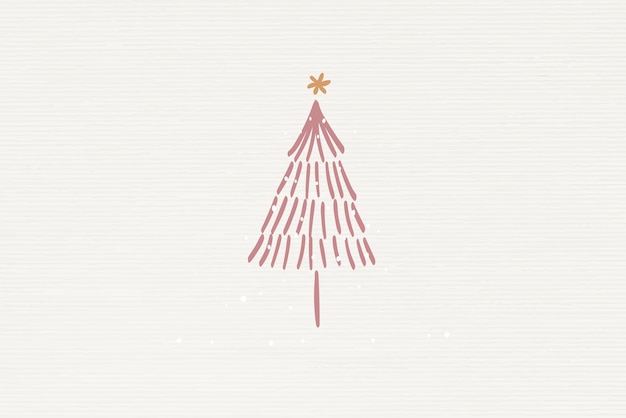 Vector gratuito fondo de árbol de navidad, vector de doodle de invierno beige