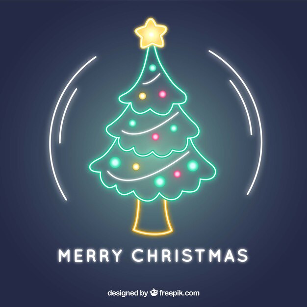 Fondo de árbol navideño de neón 