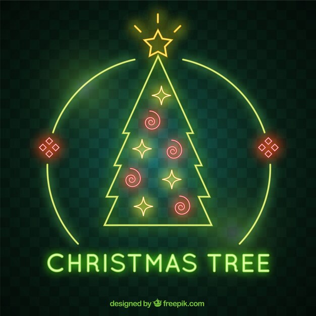 Fondo de árbol de neón navideño 