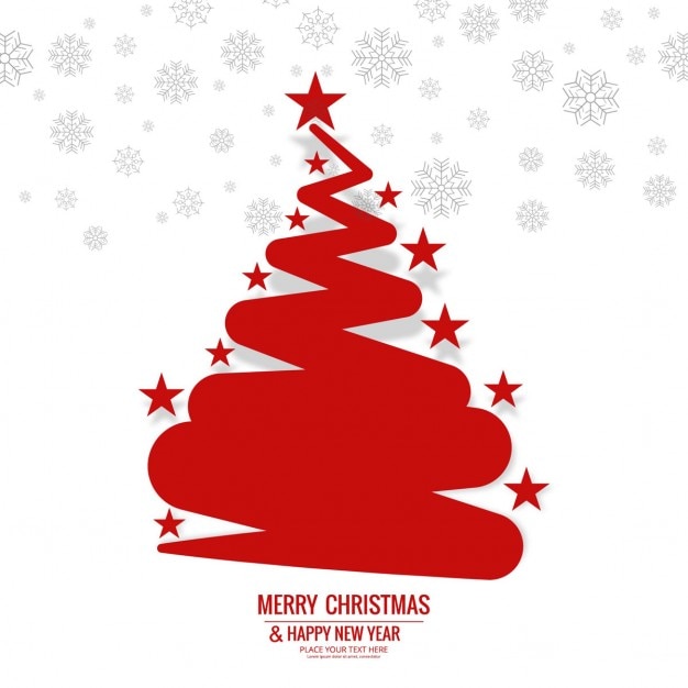 Fondo de árbol rojo de navidad con estrellas