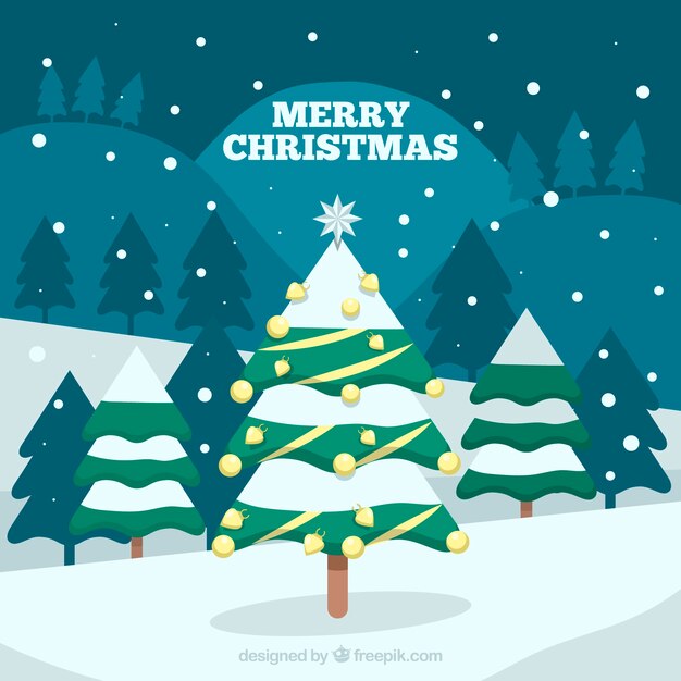 Fondo de árboles de navidad nevados 
