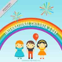 Vector gratuito fondo con un arco iris para el día de los niños