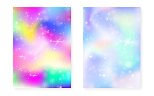 Fondo arco iris con gradiente de princesa kawaii unicornio mágico