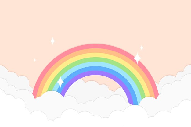 Fondo de arco iris, vector de estilo de corte de papel pastel