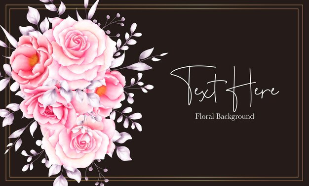 Fondo de arreglo de flores y hojas de acuarela granate dibujado a mano elegante