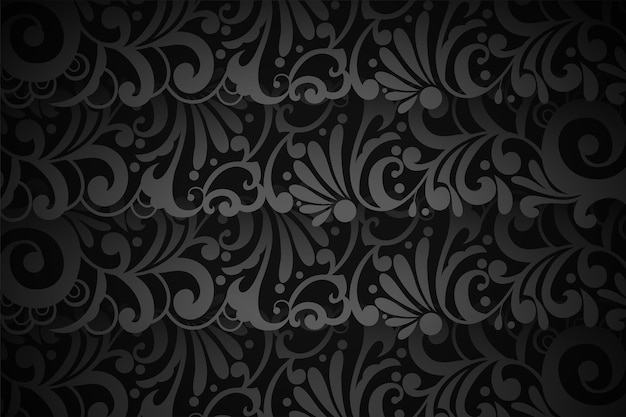 Vector gratuito fondo de arte floral negro oscuro decorativo para un diseño moderno