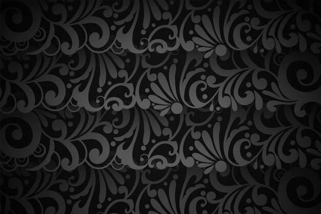 Fondo de arte floral negro oscuro decorativo para un diseño moderno