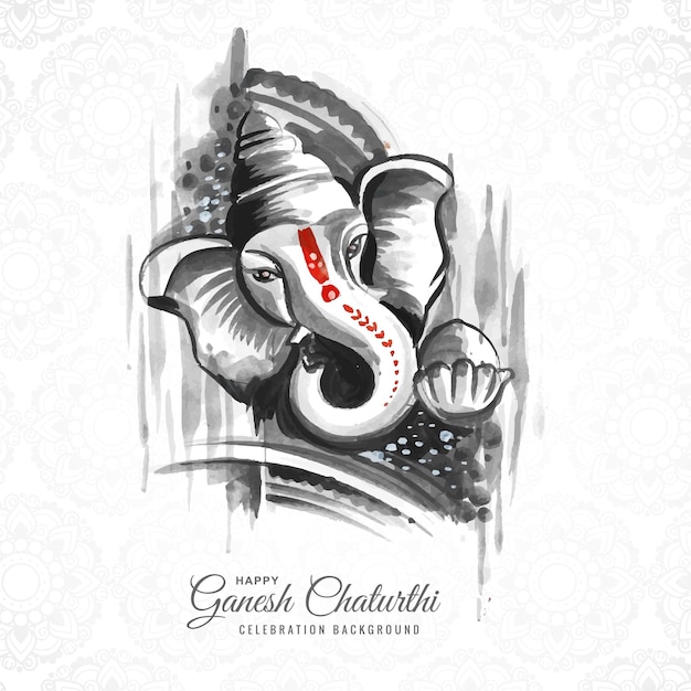 Fondo artístico moderno de la tarjeta del festival de ganesh chaturthi feliz