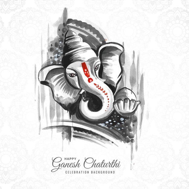 Fondo artístico moderno de la tarjeta del festival de ganesh chaturthi feliz