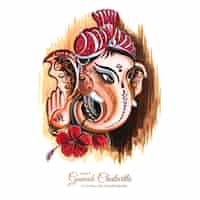 Vector gratuito fondo artístico moderno de la tarjeta del festival de ganesh chaturthi feliz