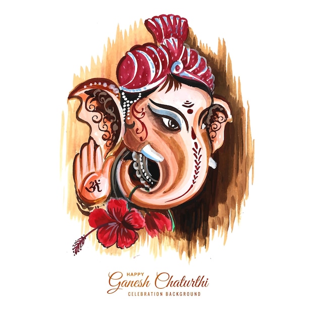 Fondo artístico moderno de la tarjeta del festival de ganesh chaturthi feliz