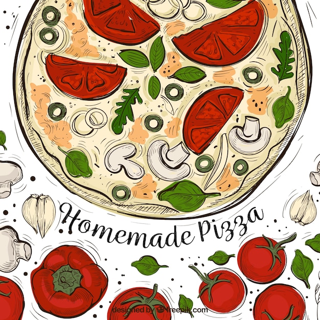 Vector gratuito fondo artístico de pizza en acuarela