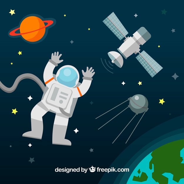 Fondo de astronauta en el espacio 