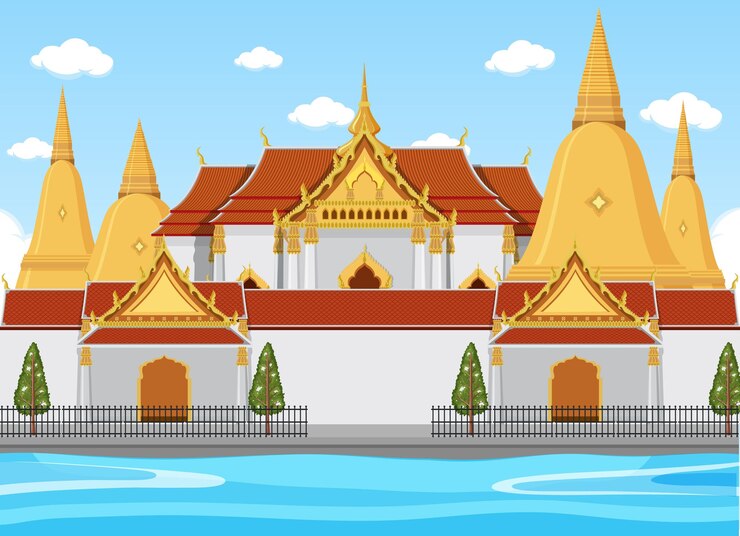 Vector gratuito fondo de atracción turística icónica de tailandia
