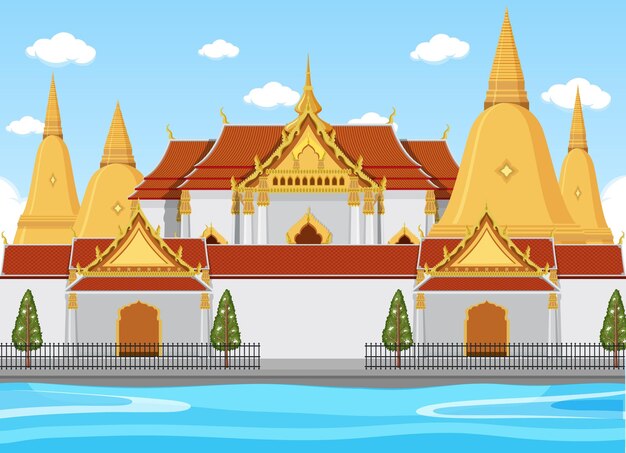 Fondo de atracción turística icónica de Tailandia