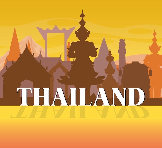 Vector gratuito fondo de atracción turística icónica de tailandia