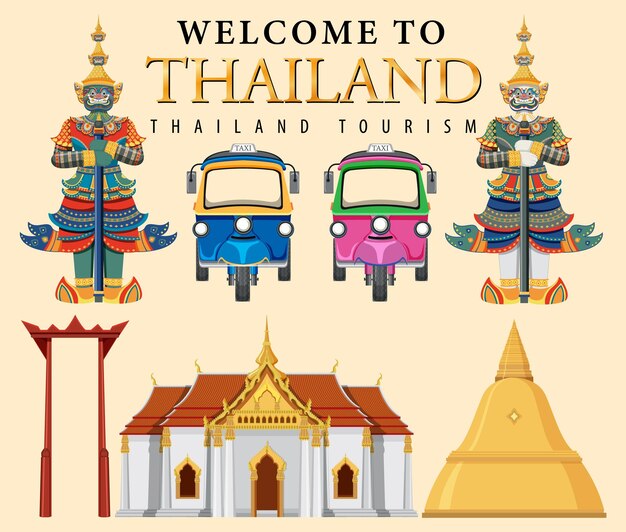 Fondo de atracción turística icónica de Tailandia