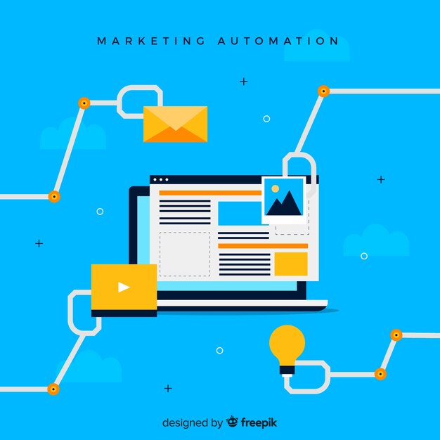 Fondo automatización márketing portátil