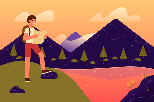 Fondo de aventura de diseño plano