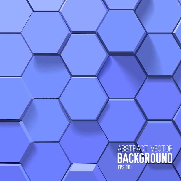 Fondo azul abstracto con hexágonos geométricos