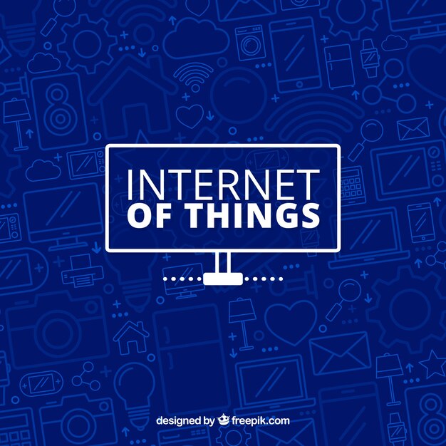 Fondo azul con bocetos iot 