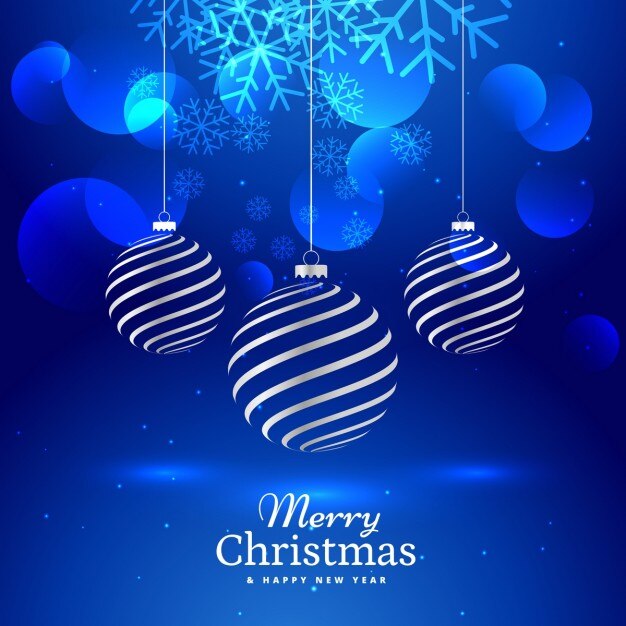 Vector gratuito fondo azul con bolas de navidad elegantes