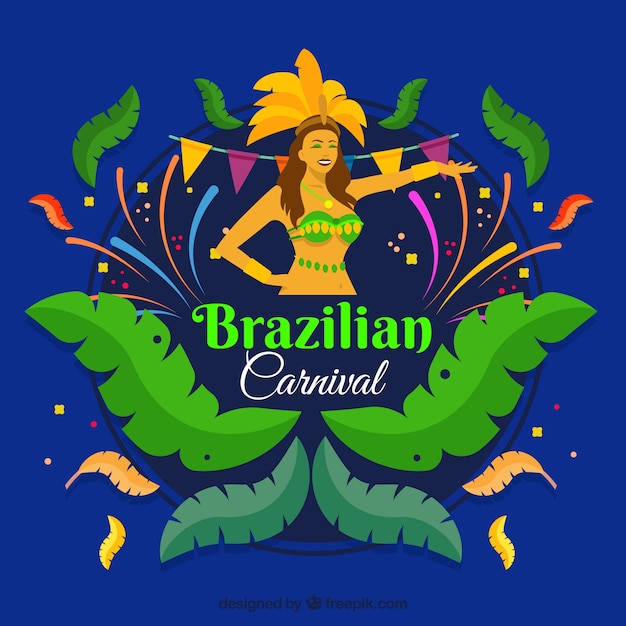 Vector gratuito fondo azul de carnaval brasileño