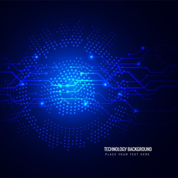Fondo azul de círculo tecnológico brillante 