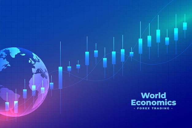 Fondo azul de comercio de divisas de economía mundial