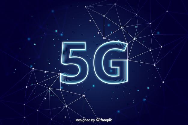 Vector gratuito fondo azul concepto 5g