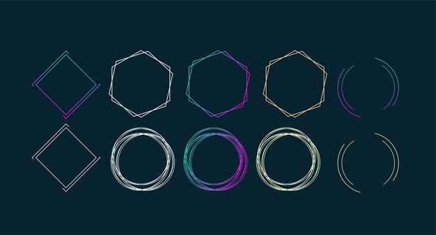 Un fondo azul con un conjunto de círculos con la palabra hexágono en el medio.