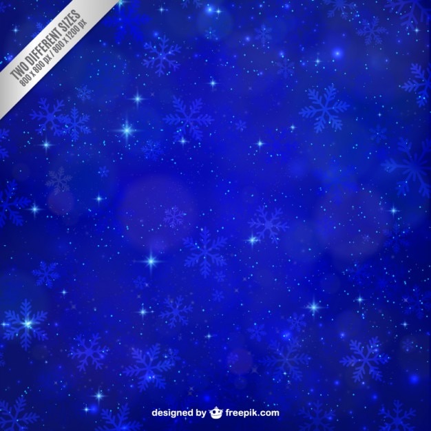 Vector gratuito fondo azul de copos de nieve con estrellas