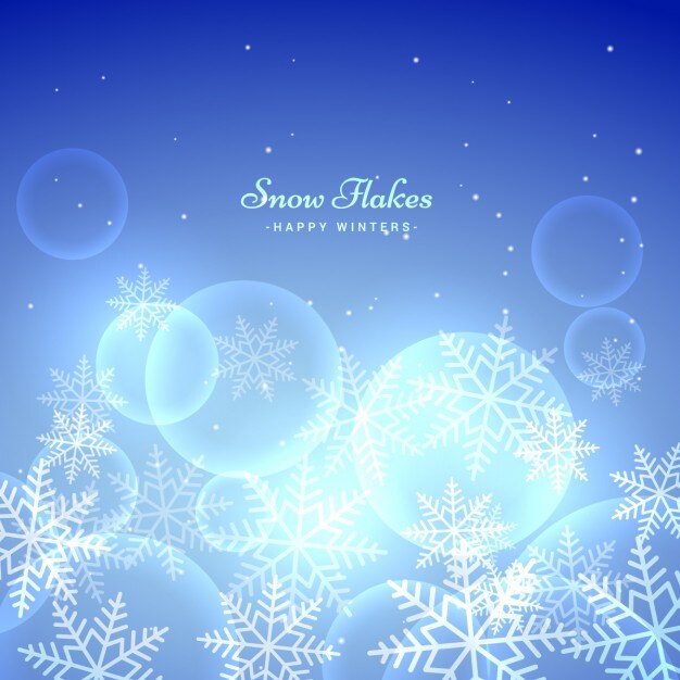 fondo azul con copos de nieve