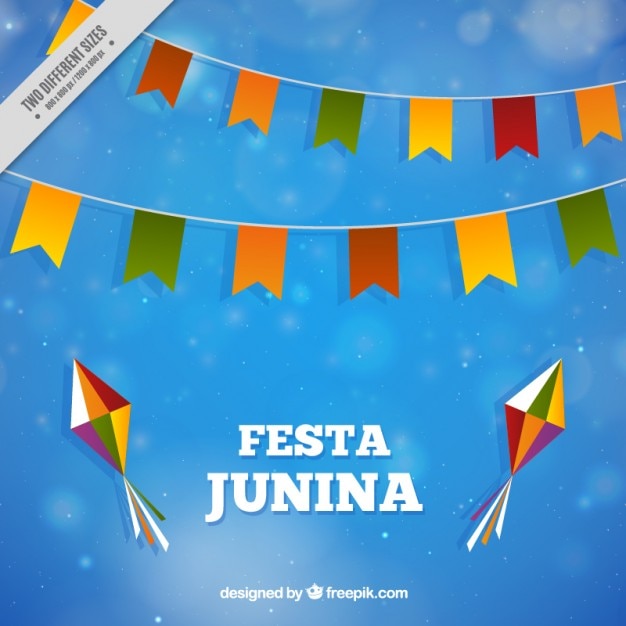 Vector gratuito fondo azul con decoración de fiesta junina