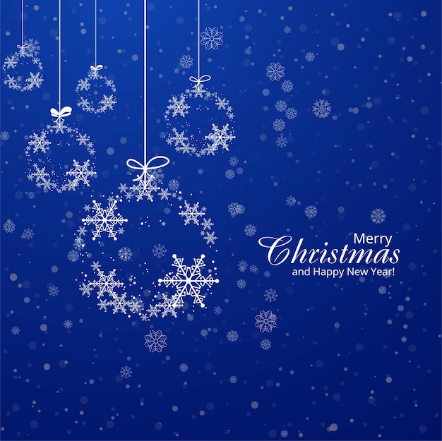 Fondo azul decorativo de la bola de los copos de nieve de la tarjeta de Navidad