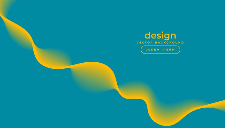 Vector gratuito fondo azul con diseño de onda amarilla que fluye