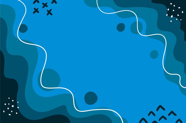 Fondo azul de diseño plano dibujado a mano