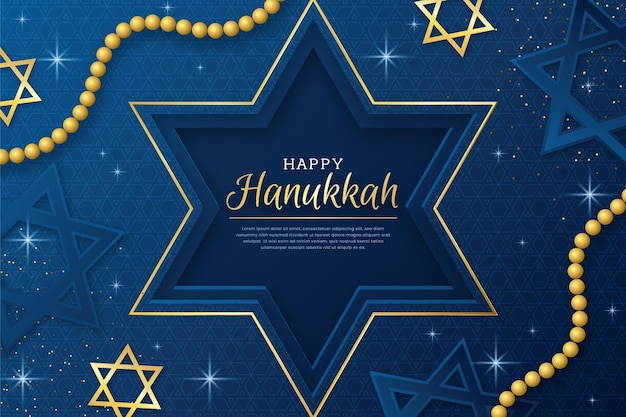 Vector gratuito fondo azul y dorado de hanukkah