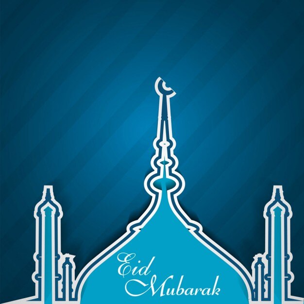 Vector gratuito fondo azul de eid mubarak