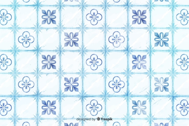 Fondo azul elegante mosaico de acuarela