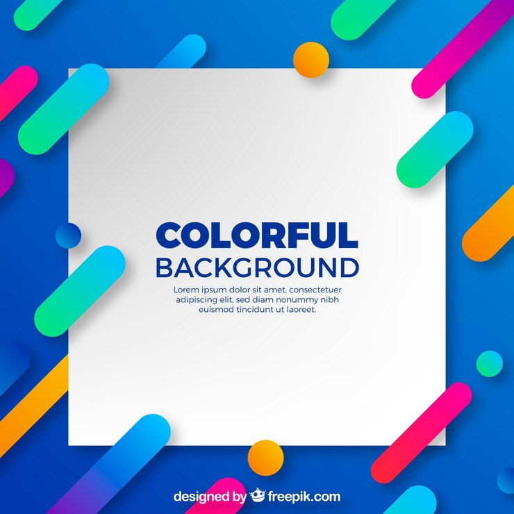 Vector gratuito fondo azul con formas de colores en diseño plano