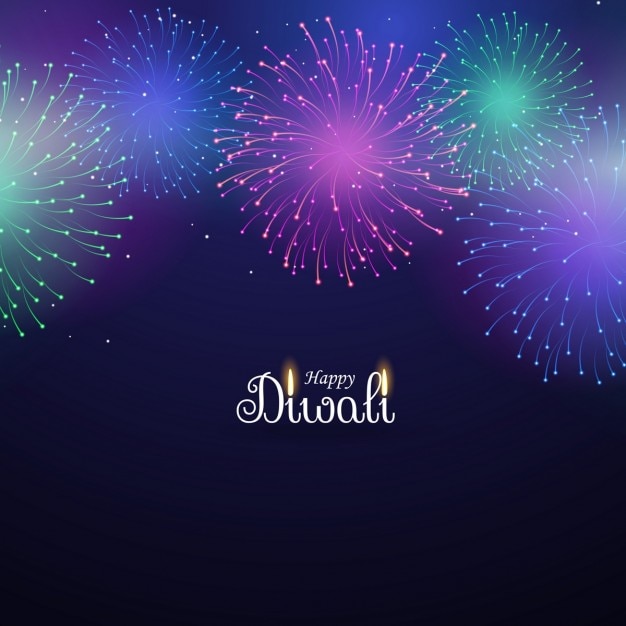 Fondo azul con fuegos artificiales para diwali